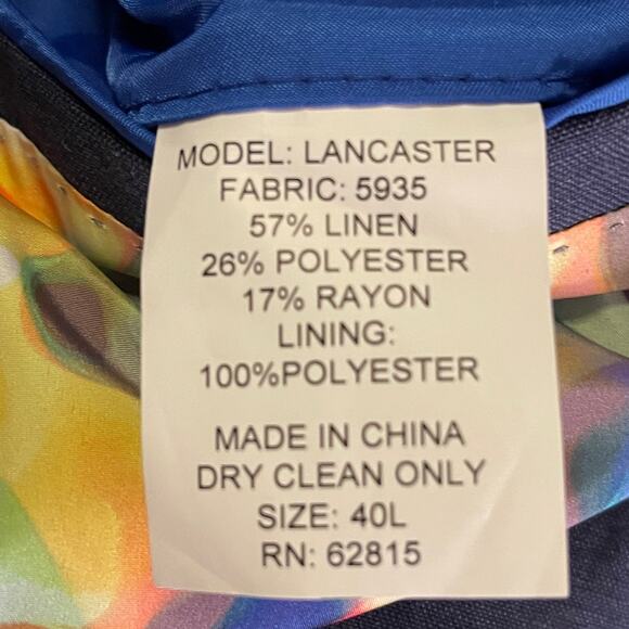 The Savile Row Mens Blazer Jacket 40L Blue‎ Brit Skinny Linen Blend 2 Button - Picture 8 of 12